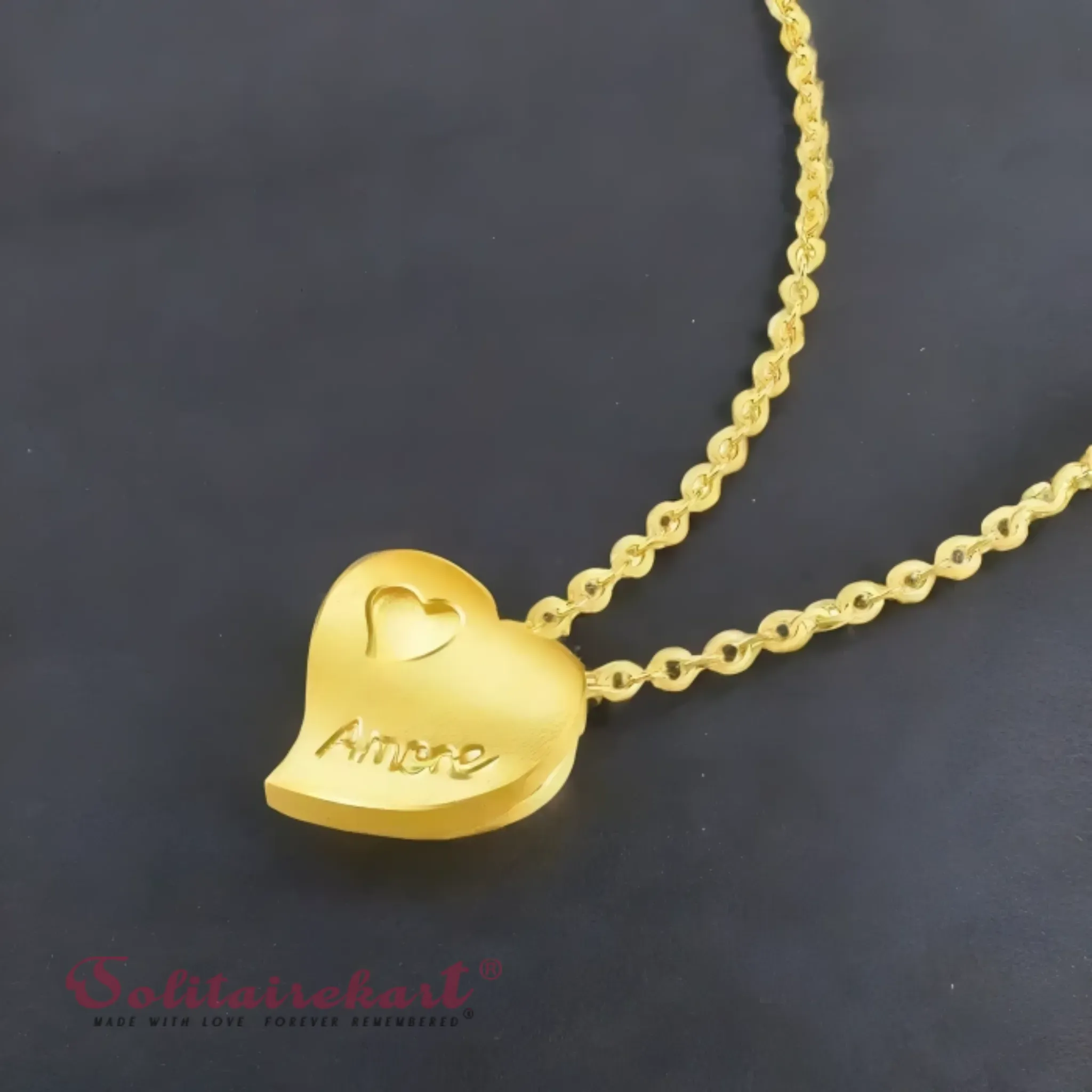 14K Gold Heart Locket Pendant